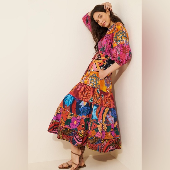 FARM Rio x Anthropologie floral button front maxi dress. Size M - Picture 1 of 12